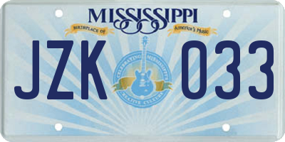 MS license plate JZK033