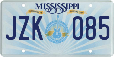 MS license plate JZK085