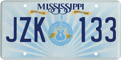 MS license plate JZK133