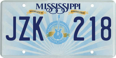 MS license plate JZK218