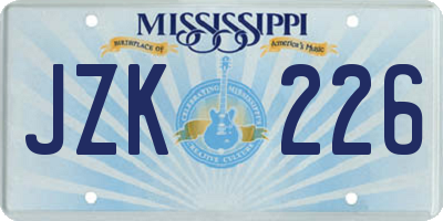 MS license plate JZK226