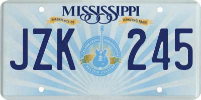MS license plate JZK245