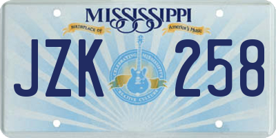 MS license plate JZK258