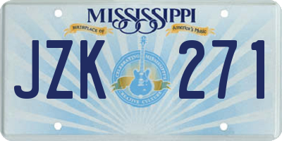 MS license plate JZK271