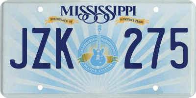 MS license plate JZK275