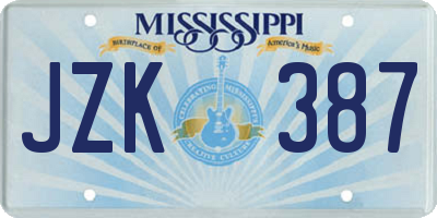MS license plate JZK387