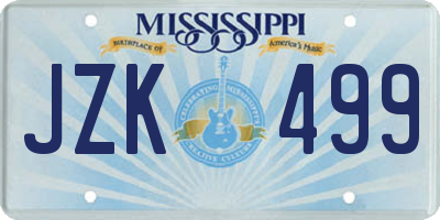 MS license plate JZK499