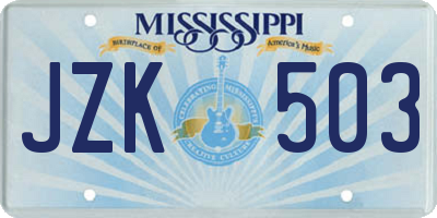 MS license plate JZK503