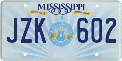 MS license plate JZK602