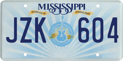 MS license plate JZK604
