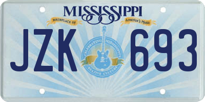 MS license plate JZK693