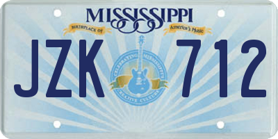MS license plate JZK712