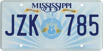 MS license plate JZK785