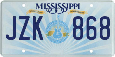 MS license plate JZK868