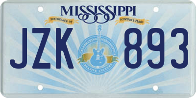 MS license plate JZK893