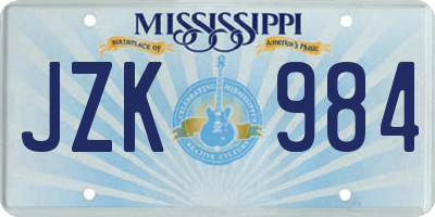 MS license plate JZK984