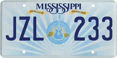 MS license plate JZL233