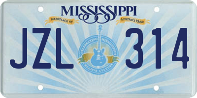MS license plate JZL314