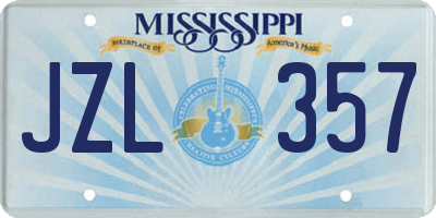 MS license plate JZL357