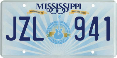 MS license plate JZL941