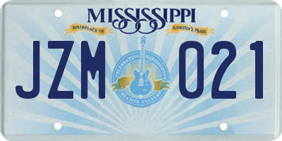 MS license plate JZM021