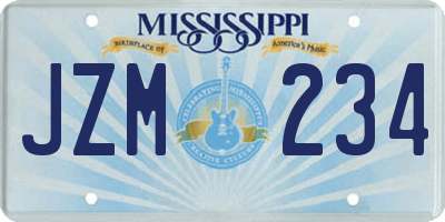MS license plate JZM234