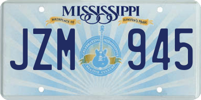 MS license plate JZM945