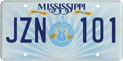 MS license plate JZN101