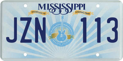 MS license plate JZN113