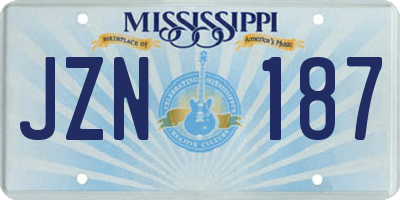 MS license plate JZN187