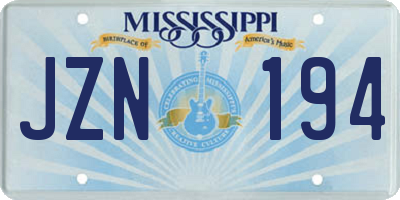 MS license plate JZN194