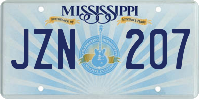 MS license plate JZN207