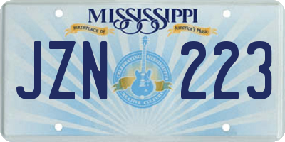 MS license plate JZN223