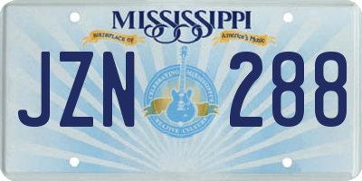 MS license plate JZN288