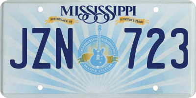 MS license plate JZN723