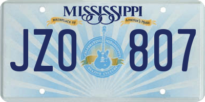 MS license plate JZO807