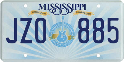 MS license plate JZO885
