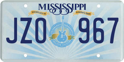 MS license plate JZO967