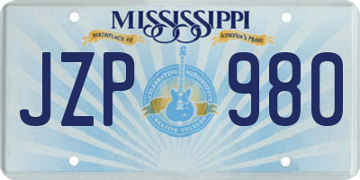 MS license plate JZP980
