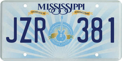 MS license plate JZR381