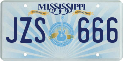 MS license plate JZS666