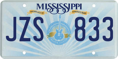 MS license plate JZS833