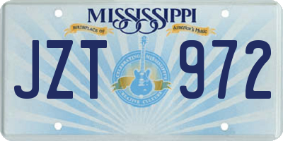 MS license plate JZT972