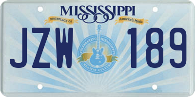 MS license plate JZW189