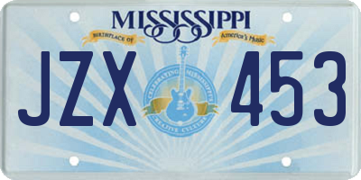 MS license plate JZX453