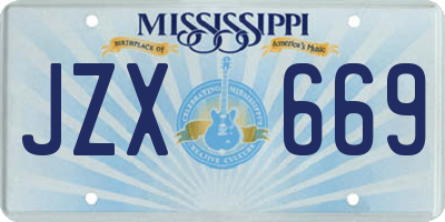 MS license plate JZX669