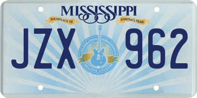 MS license plate JZX962