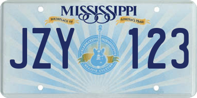 MS license plate JZY123