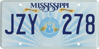 MS license plate JZY278