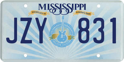MS license plate JZY831